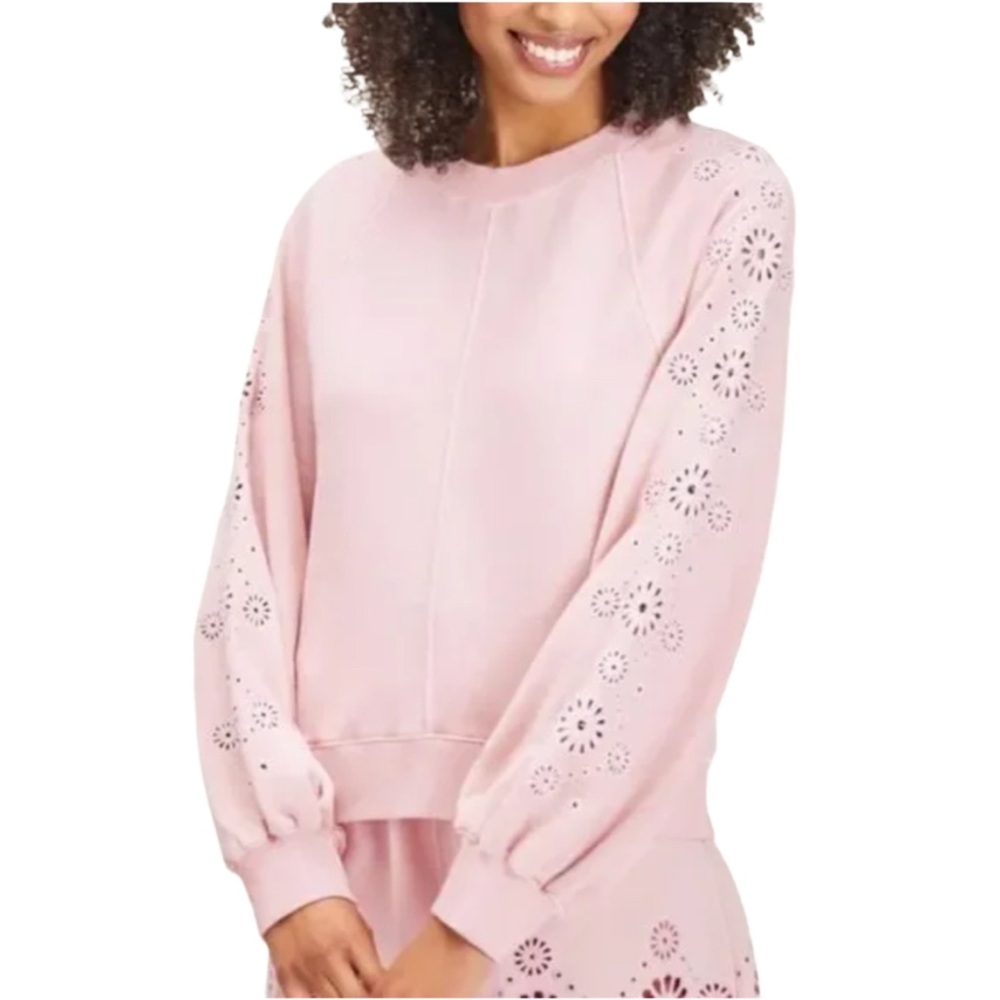 Splendid Light Pink Embellished‎ Sleeve Lightweight Sweatshirt Oversized Size XS